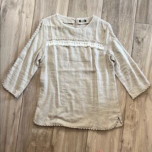 Elegant natural linen boho Women's Top large